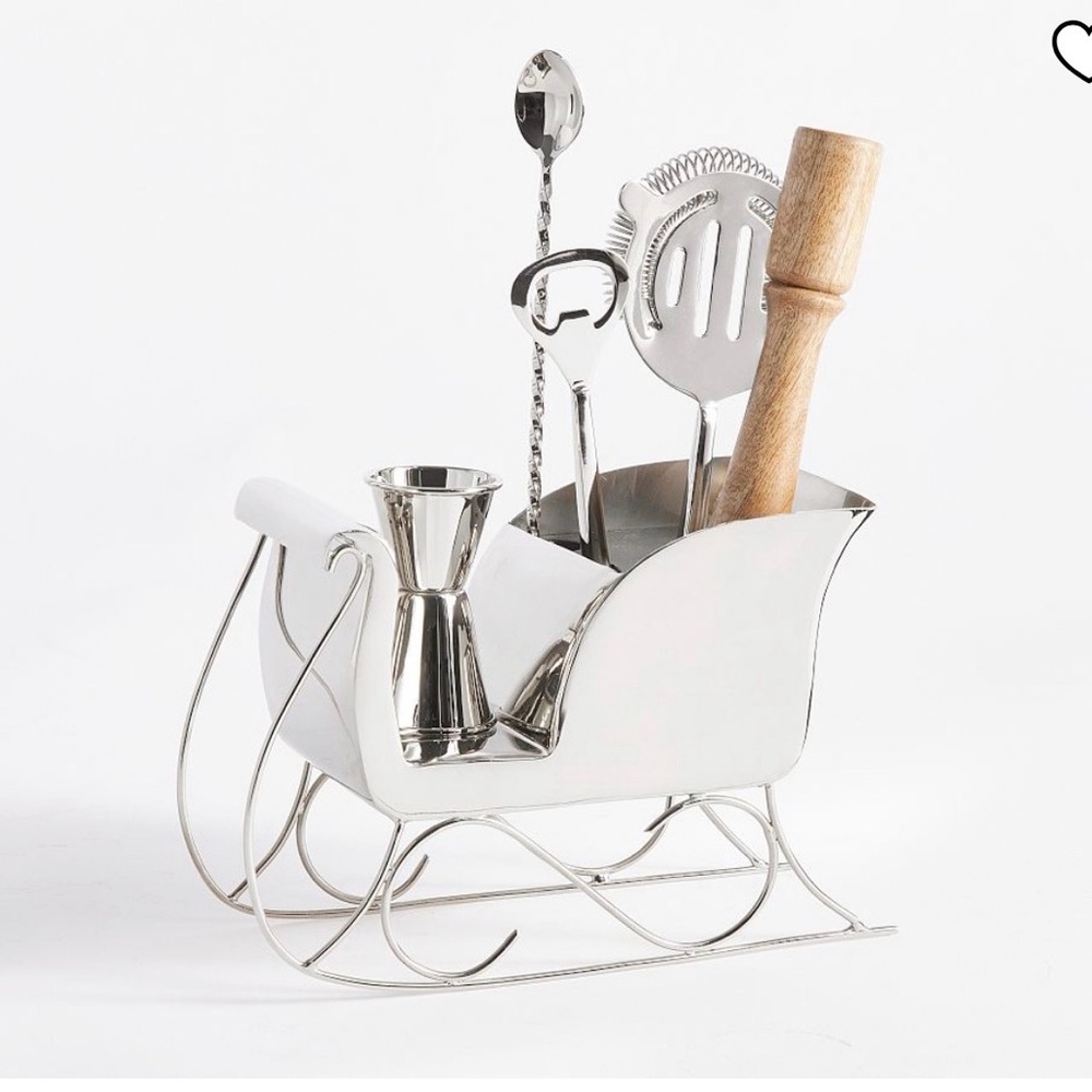 NEW Pottery Barn Santa’s Sleigh Bar Tool Set